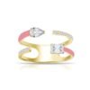 925 Silver Multi-shape Double Row Enamel & Diamond Ring