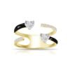 925 Silver Multi-shape Double Row Enamel & Diamond Ring - Image 2