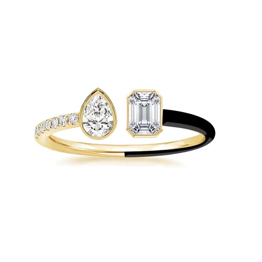 925 Silver Multi-shape Statement Cuff Ring
