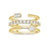 925 Silver Multi-shape Triple Row Diamond Ring - Image 2