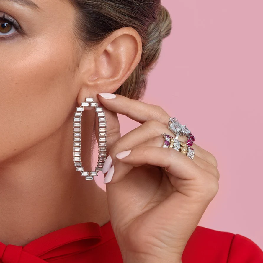 925 Silver O Diamond Earrings