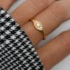925 Silver Opal Evil Eye Ring with a delicate sparkle