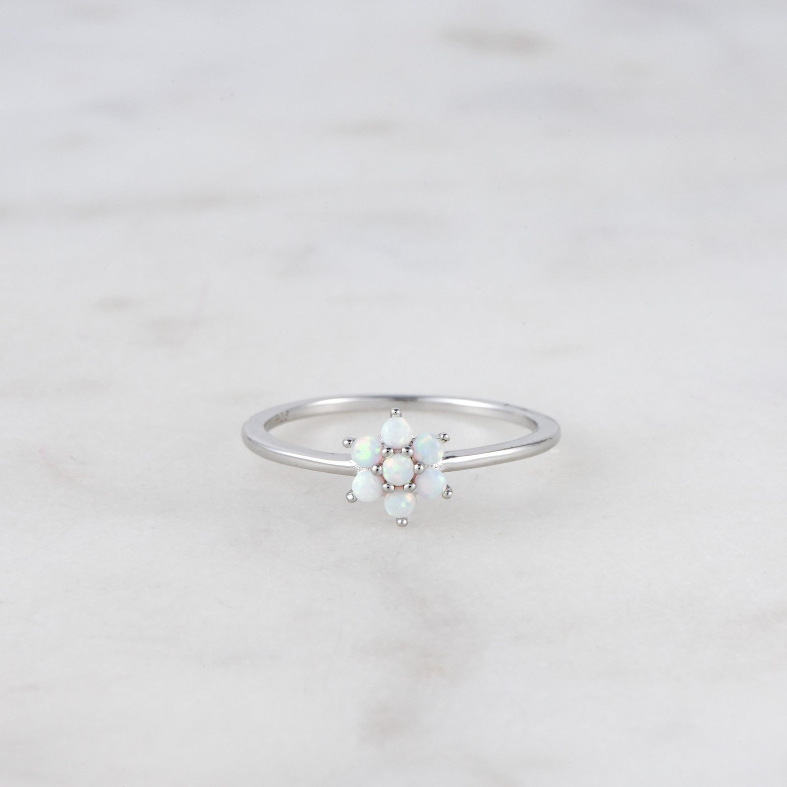 925 Silver Opal Flower Ring - Image 3