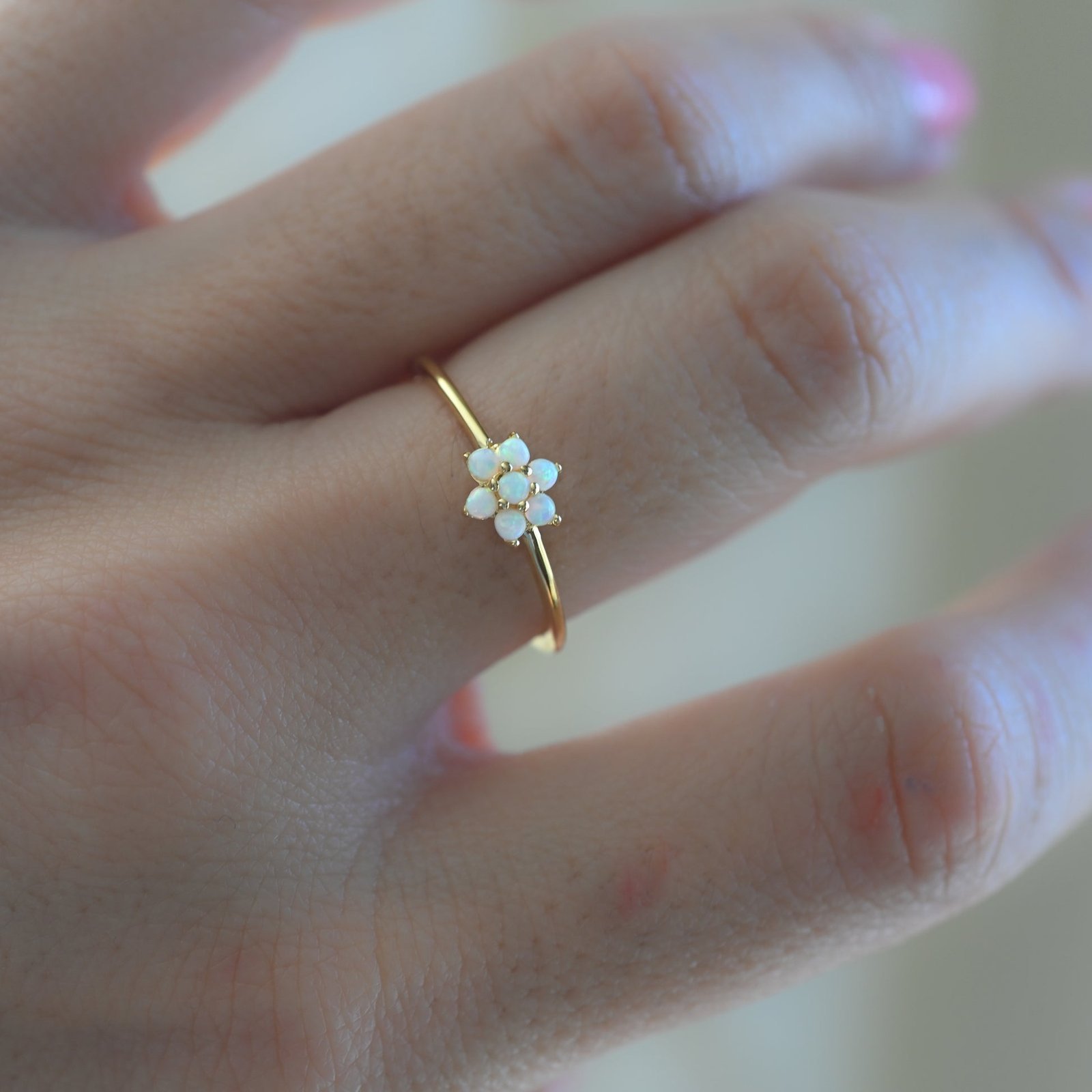 925 Silver Opal Flower Ring - Image 6