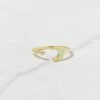 925 Silver Opal Moon Ring with slim adjustable band