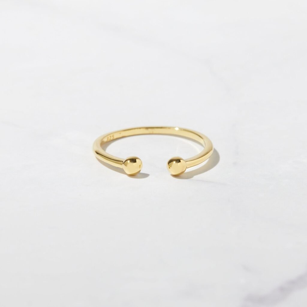 925 Silver Open Ball Cuff Ring