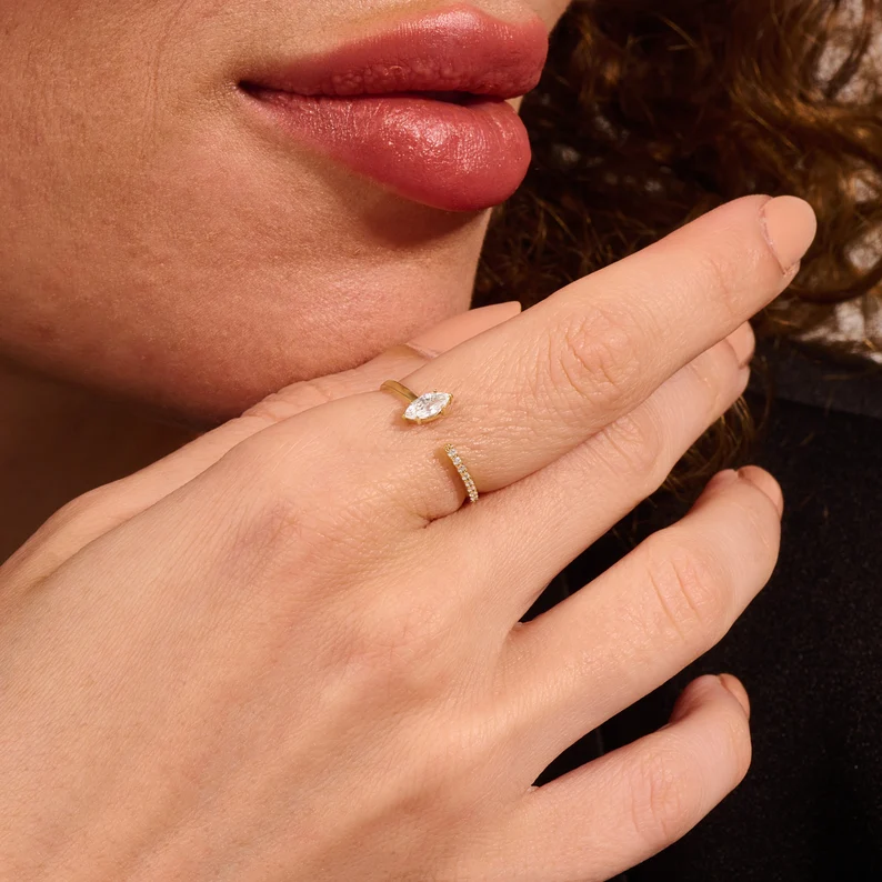 925 Silver Open Marquise Ring