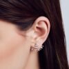 925 silver orchid ear jacket with sparkling stone details