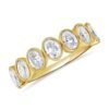 925 Silver ring with oval-cut Premium CZ stones and pave setting