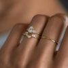 Simple engagement ring with polished silver and oval centre stone