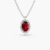 925 Silver Oval Cut Ruby Halo Diamond Necklace - Image 5
