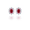 925 Silver oval cut ruby stud with polished sterling silver finish