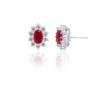 925 Silver stud featuring a red ruby and cubic zirconia accents