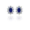 925 Silver Oval Cut Sapphire Studs