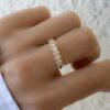 Gold-plated sterling silver ring with oval-cut stone pattern