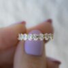 925 silver ring featuring a polished oval diamond band