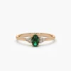 925 Silver Oval Emerald and Diamond Ring - Image 3