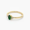 925 Silver Oval Emerald and Diamond Ring - Image 4