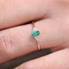 925 Silver Oval Emerald and Diamond Ring - Image 5