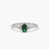 925 Silver Oval Emerald and Diamond Ring - Image 6