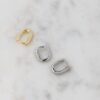 Gold-plated oval huggies earrings with pave CZ stones