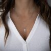 925 Silver Oval Medallion Necklace with bezel-set CZ diamond stone