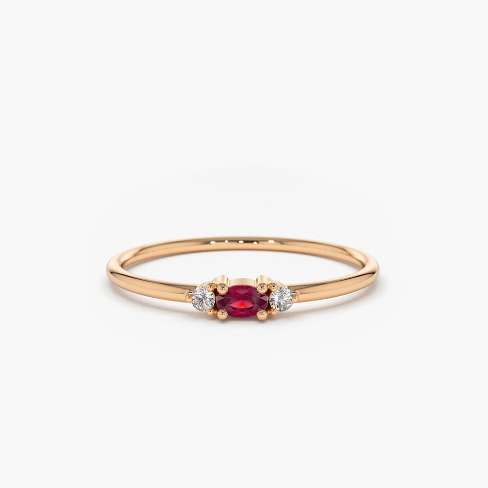 925 Silver Oval Ruby Sliver Ring