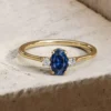 925 Silver oval sapphire-inspired ring with diamond-like accents