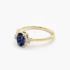 925 Sterling Silver ring with oval CZ sapphire and pave setting