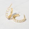 925 Silver Oval Studded Hoop Earrings