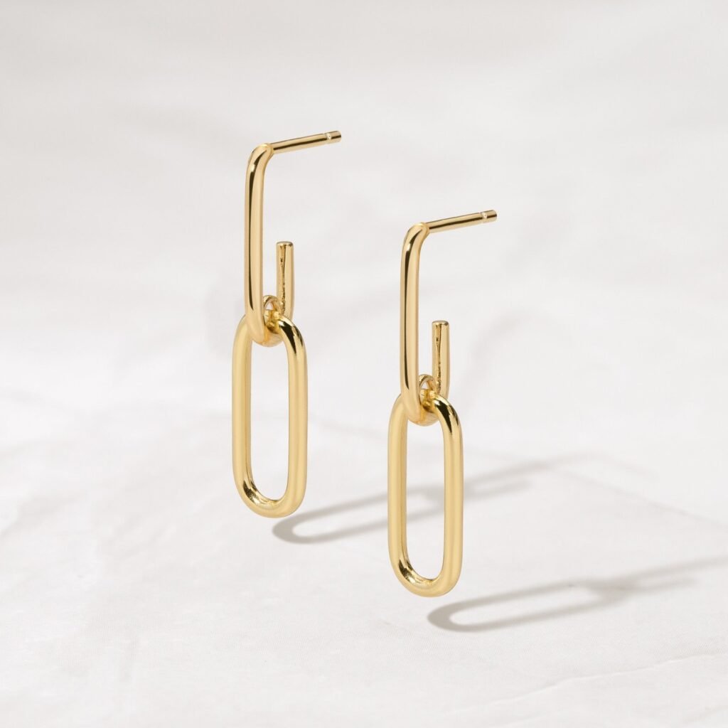 925 Silver Paperclip Chain Earrings