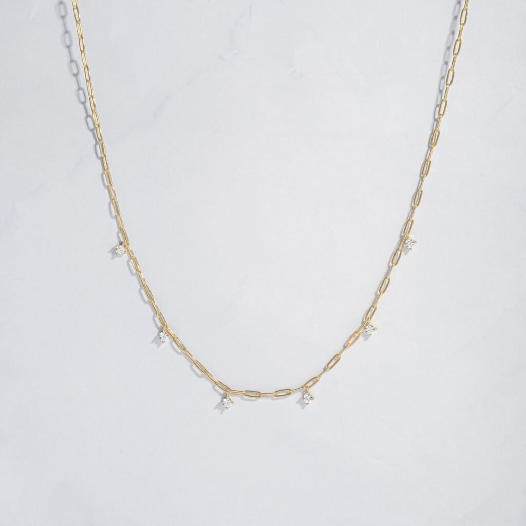 925 Silver Paperclip Charm Necklace