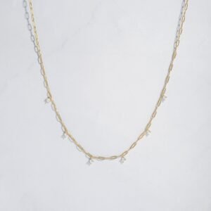 925 Silver Paperclip Charm Necklace