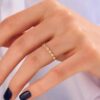 925 Silver band ring with triangle motif and pave stones