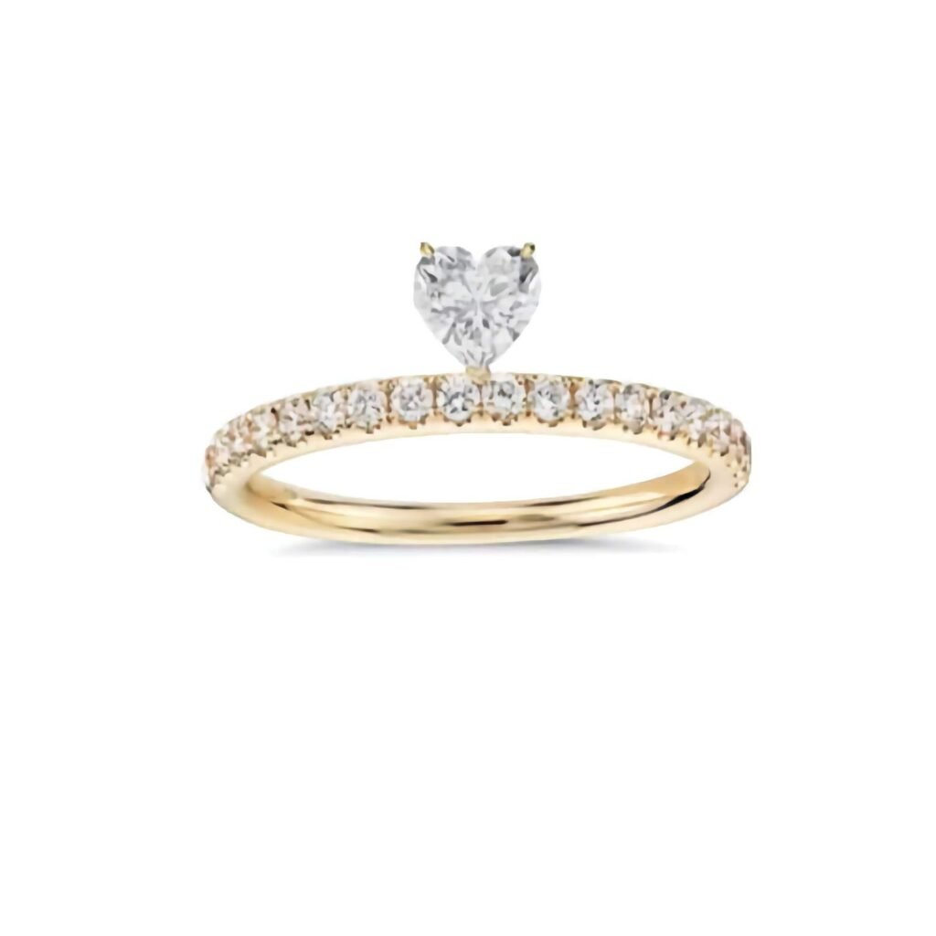 925 Silver Pave Floating Heart Ring