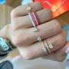 Silver ring with floating heart and pave CZ stones