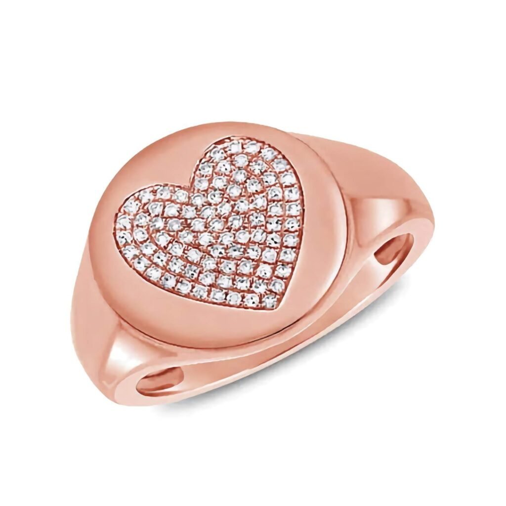 925 Silver Pave Heart Signet Ring
