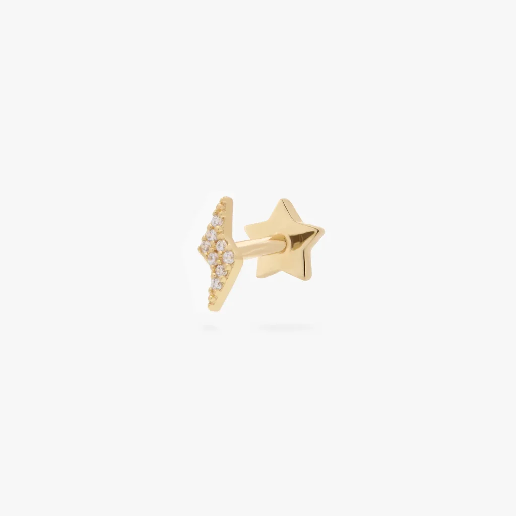 925 Silver Pave Lightning X Starr Flatback Stud