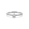 Pear-shaped solitaire ring with pave-set band detailing