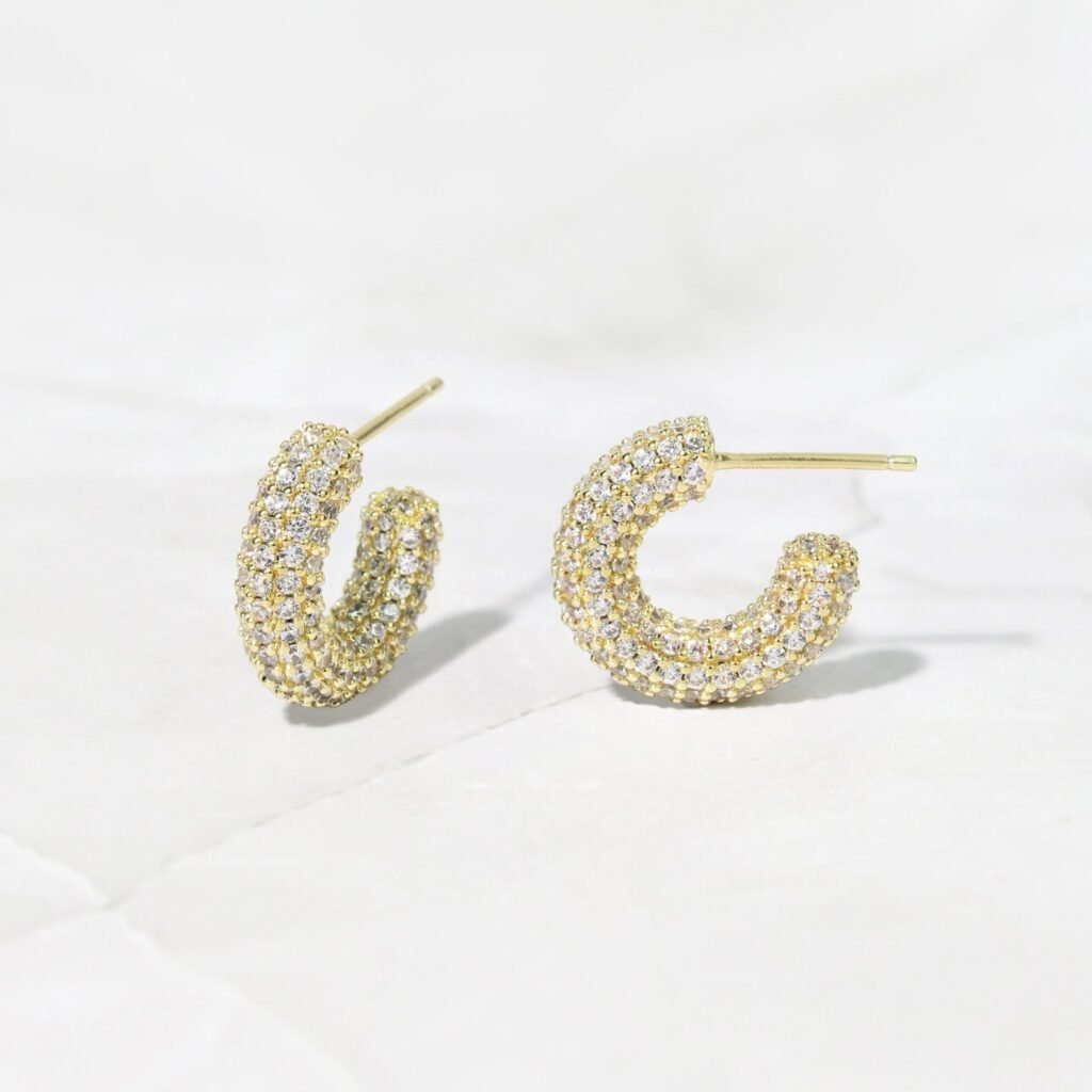 925 Silver Pave Statement Hoop Earrings