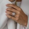 925 Sterling Silver pear cut diamond engagement ring with classic finish
