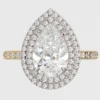 Engagement ring featuring a pear-cut Premium CZ diamond and pave setting