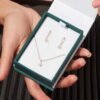 Pear drop pendant set with matching earrings and refined silhouette