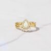 925 Silver Pear Opal Ring Set