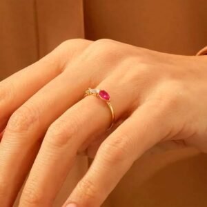 925 Silver Pear Ruby Ring