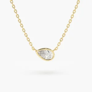 925 Silver Pear Shape Diamond Solitaire Necklace