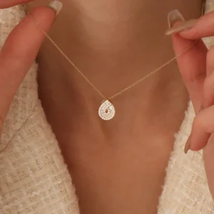 925 Silver Pear Shape Diamond Statement Necklace