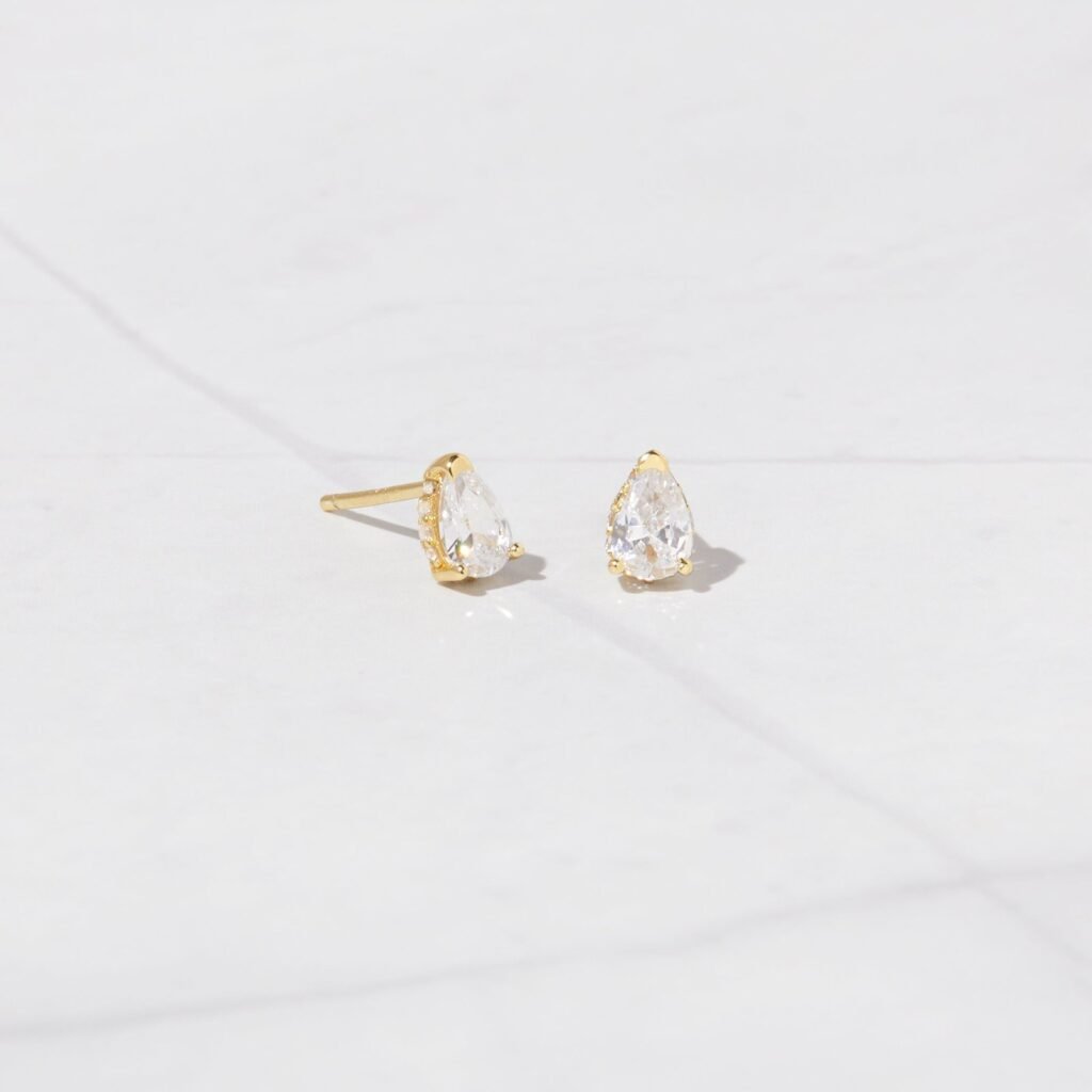 925 Silver Pear Studs Earrings