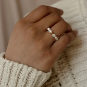 925 Silver Pearl Beaded Ring