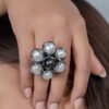 925 Silver Pearl Cocktail Ring - Image 3